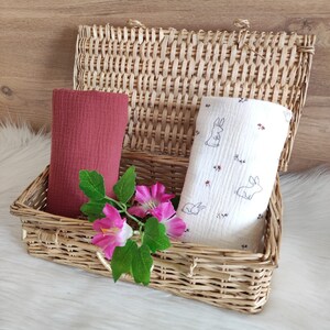 Set of 2 Rabbit lined swaddles