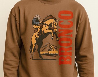 Bronco Western Cowboy Sweatshirt | Vintage Rodeo Graphic Crewneck