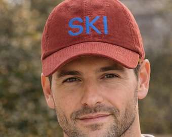 Vintage Embroidered Corduroy Ski Hat | Retro Apres Ski Cap