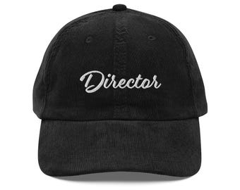 Embroidered Director Corduroy Hat | Adjustable Movie Cap