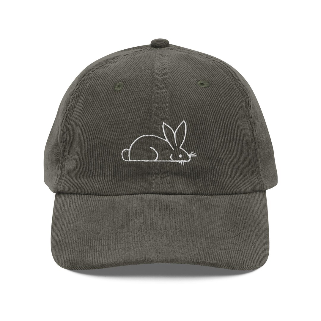 Neon Rabbit Cap Embroidered Bunny Corduroy Dad Hat - Minimalist Rabbit Cap - Etsy