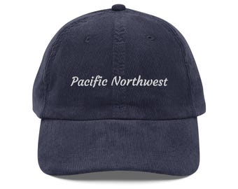 Embroidered Pacific Northwest hat | PNW cap | Vintage corduroy dad cap |