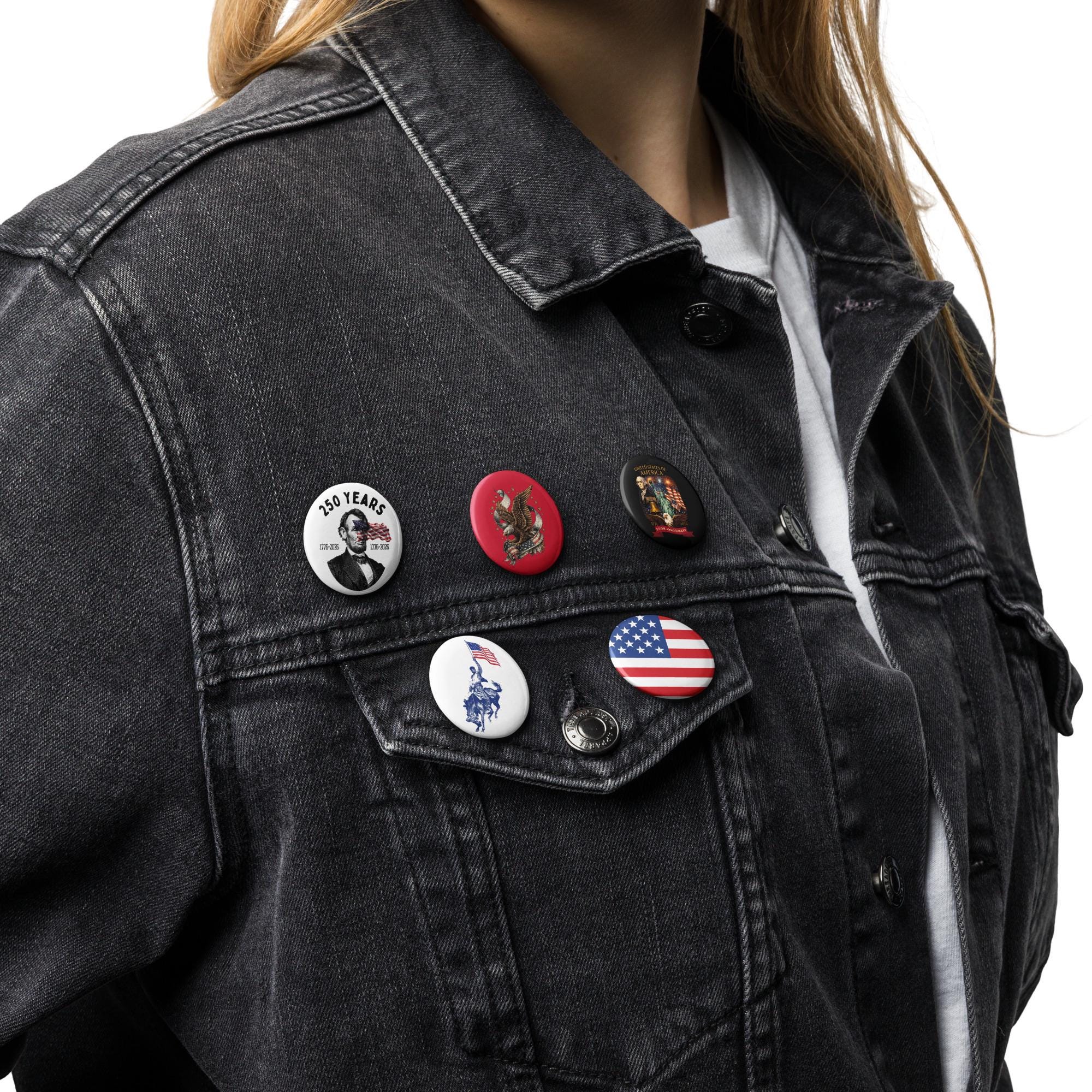 America 250th Anniversary Pinback Buttons Set (5) | Patriotic USA Pins ...