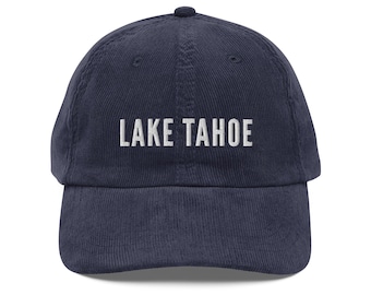 Vintage Embroidered Lake Tahoe corduroy hat