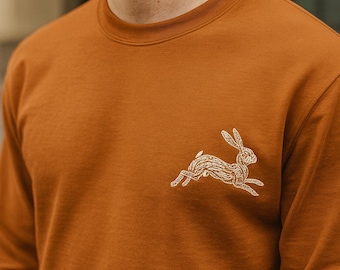 Embroidered Rabbit Sweatshirt | Unisex Cotton Crewneck