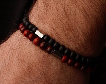 Wodden beads bracelet set, Mens Bracelet