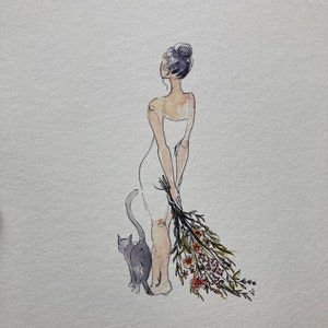 Cat Lady II - Watercolor Print