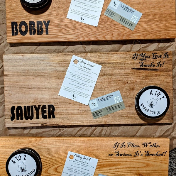 Single Slab Custom Ordered Cutting Charcuterie Board with custom engravings