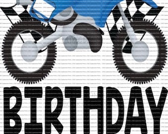 Dirt Bike Birthday Boy Blue - PNG File - Digital Download only