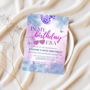 In My Birthday Era Invitation - Teen Birthday Girl Music Party Invite - Purple and Blue Eras Party - Editable Digital Printable invite