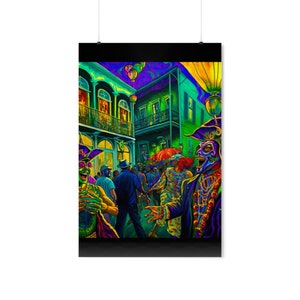 Mardi Gras | New Orleans | Bourbon Street | French Quarter | New Orleans Poster | City Wall Art | Home Decor | Celebration