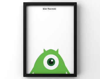 Monster Inc, Mike Wazowski- Digital Download Art, Pixar, large wall art, minimalist, Movie Poster, Instant Download