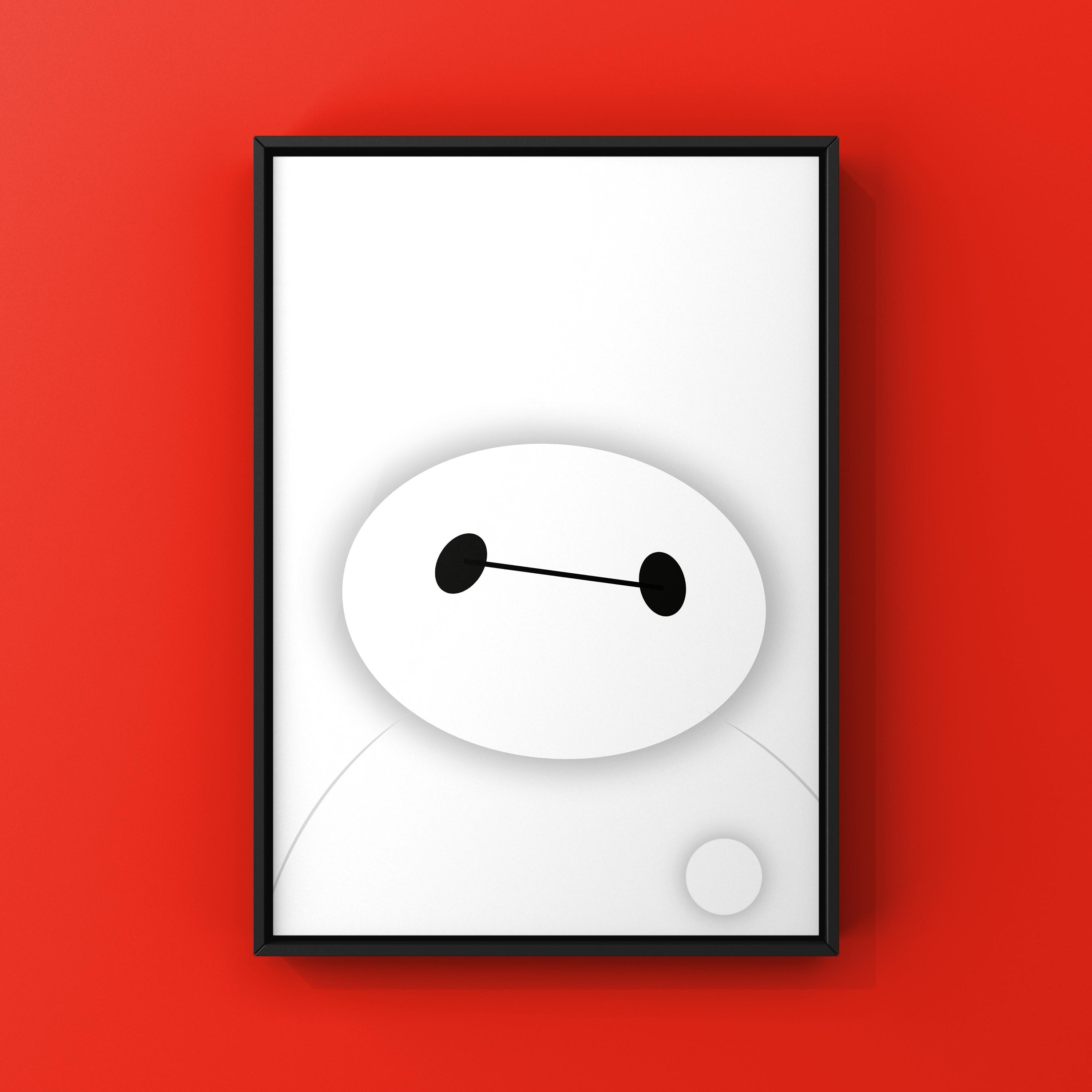 Baymax Wall Art – Minimalist Big Hero 6 Printable | Disney-Inspired Digital Download | JPG PNG Poster