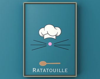 Ratatouille, Remy- Digital Download Art, Pixar, large wall art, minimalist, Instant Download