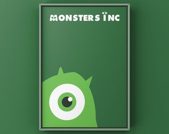Monster Inc, Mike Wazowski- Digital Download Art, Pixar, large wall art, minimalist, Instant Download
