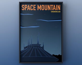 Space Mountain, Vintage Travel Poster, Digital Download Art, large wall art, minimalist, Instant Download