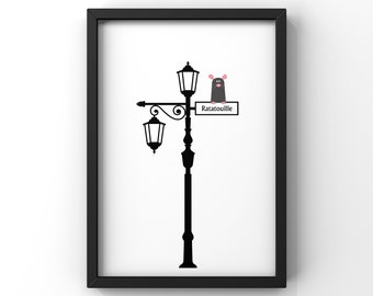 Ratatouille Street Sign Art Print: Remy, Pixar Movie Poster (Digital Download)
