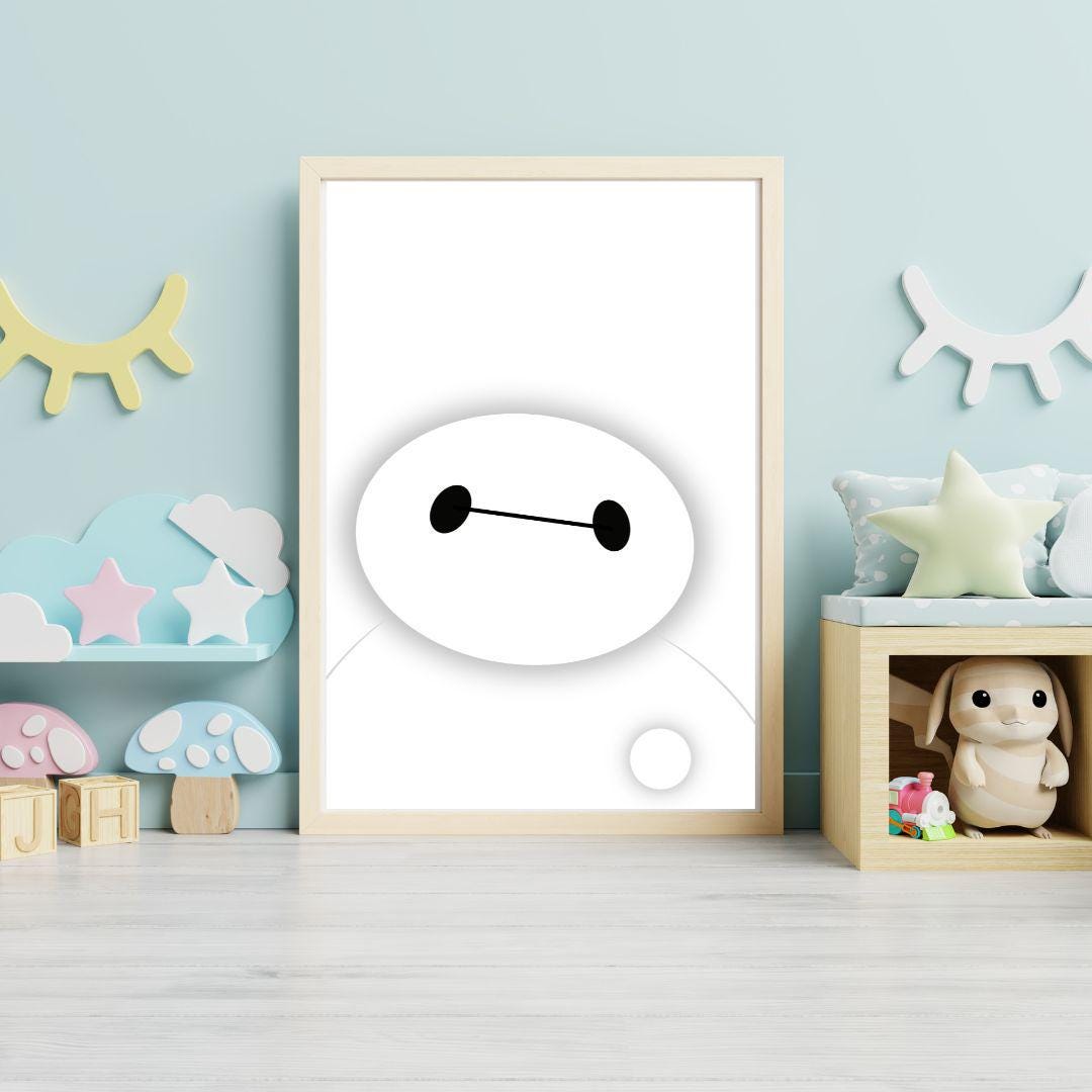 Baymax Minimalist Art Print – Big Hero 6 Nursery Decor (digital