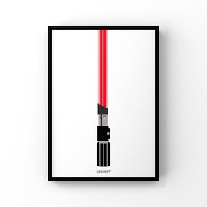 Episode V Red Lightsaber- Star Wars- Digital Download Art - Screen Saver - Computer Wallpaper, large wall art, minimalist, Instant Download