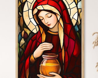 Mary Magdalene Stained Glass Art | Christian Wall Decor (Digital Download)
