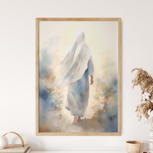 Follow Mother Mary | Our Lady of Grace | Virgin Mary Watercolor Painting | Christian Wall Art Print | Instant Digital Printable Download
