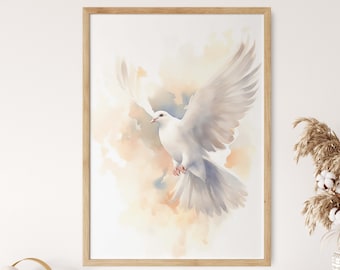 Watercolor Print of Dove With Bible Verse, Holy Spirit, Prophetic Art ...