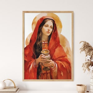 Santa Maria Maddalena / Dipinto divino femminile / Stampa artistica moderna della Bibbia / Opera d&#39;arte cristiana / Download stampabile digitale
