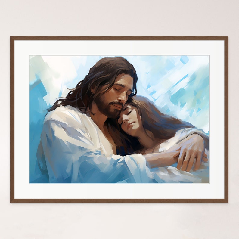 Jesus the Savior Digital Printable Download Jesus Christ Embracing Woman Painting Religious Wall ...
