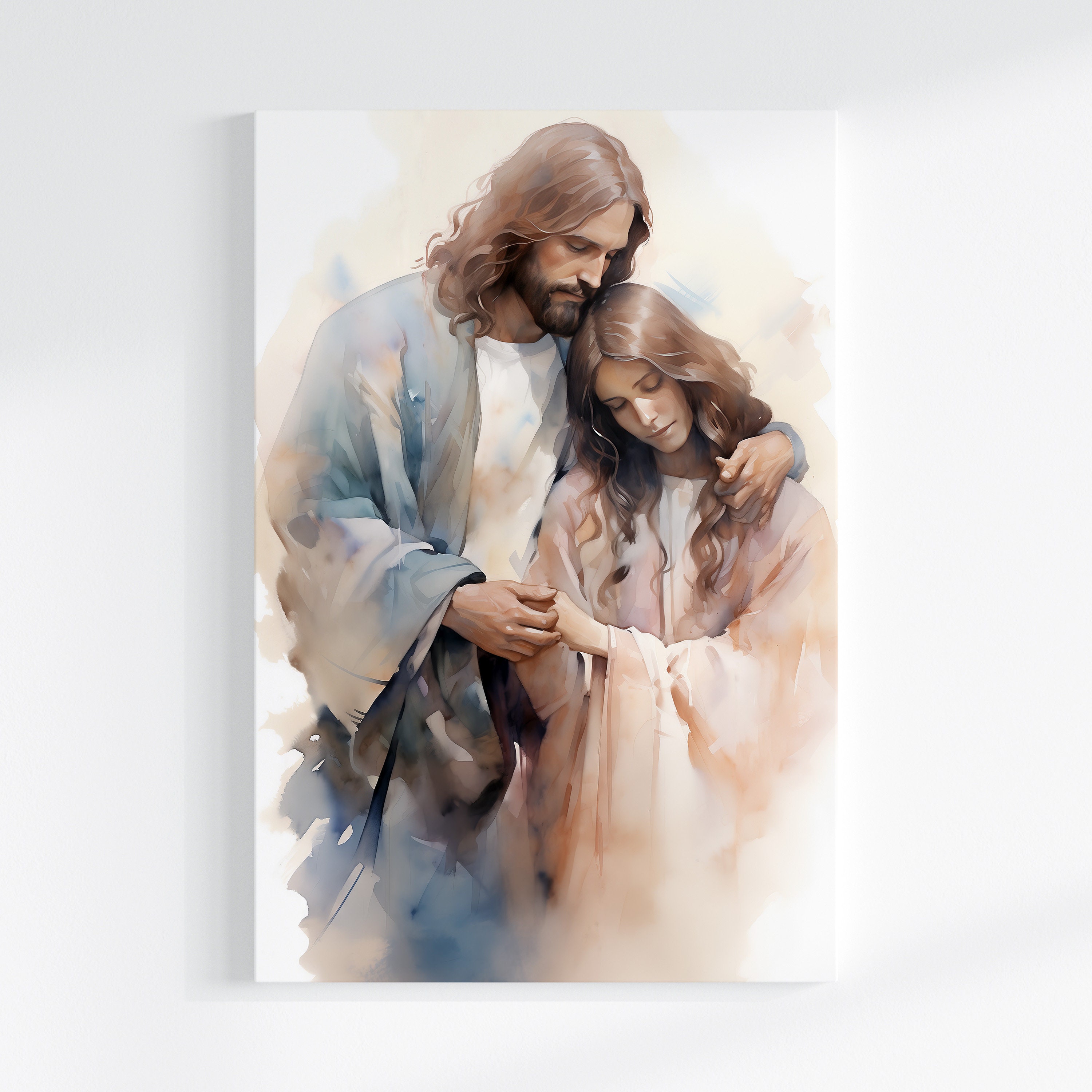 Jesus and Mary Magdalene | Watercolor Painting | Modern Bible Wall Art ...