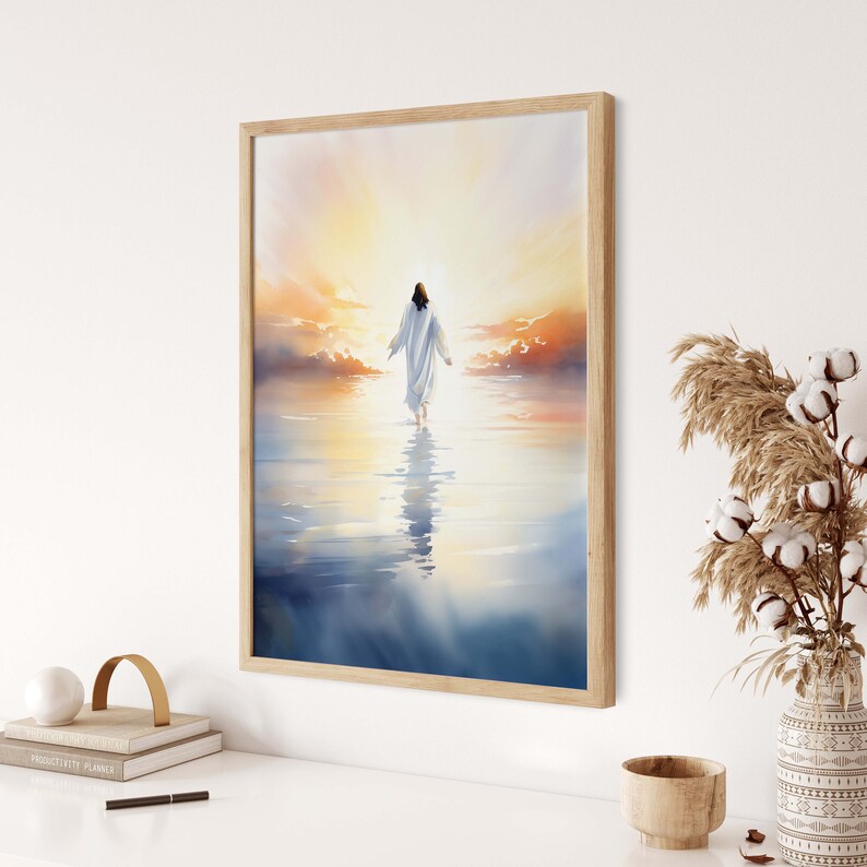 Walking on Water | Jesus Christ Painting | Modern Bible Wall Art ...