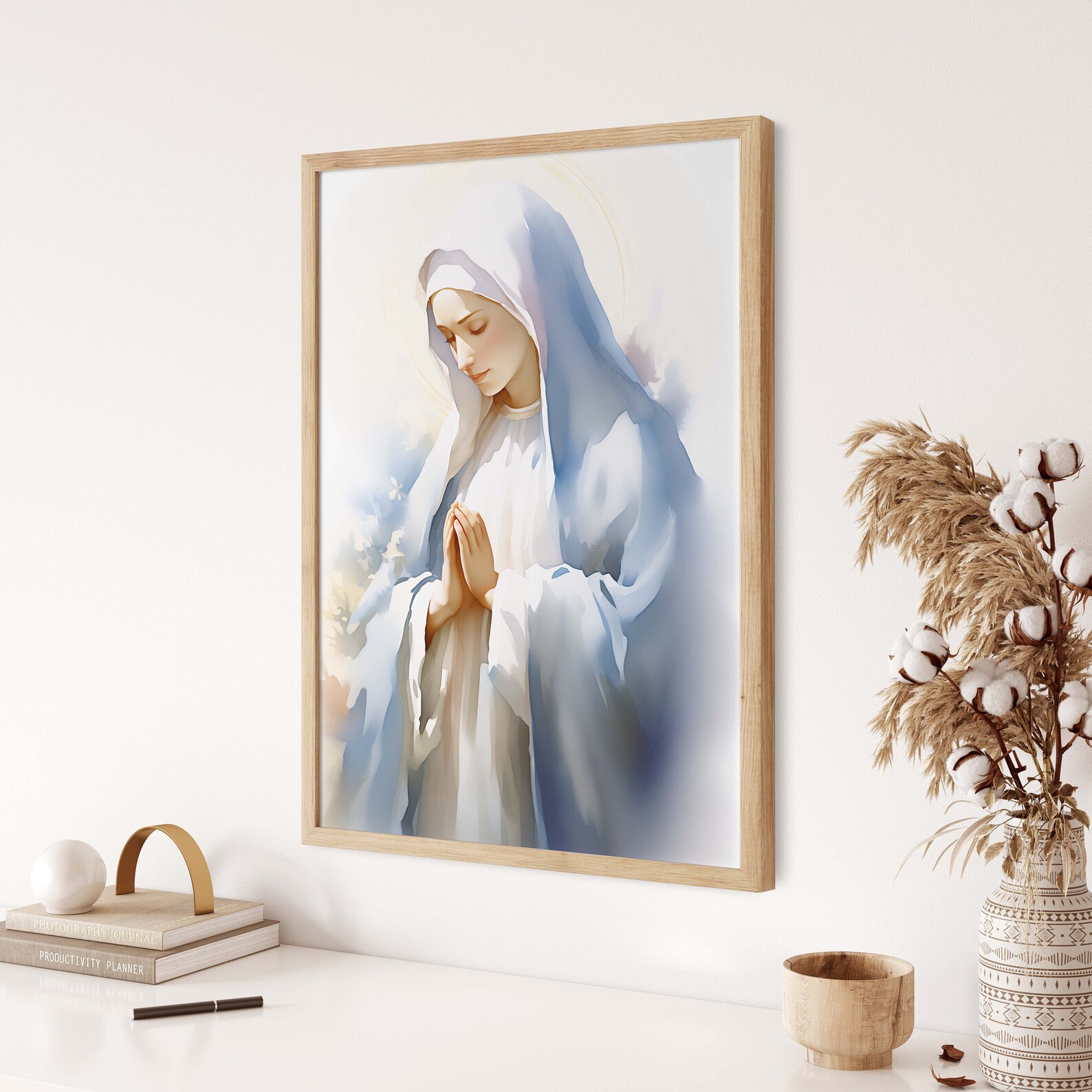 Mother Mary Watercolor Painting | Lady of Grace Art Nouveau Print ...