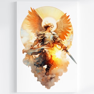 Archangel Saint Michael Premium Canvas & Fine Art Print | Bible Wall Art Painting | Modern Christian Artwork