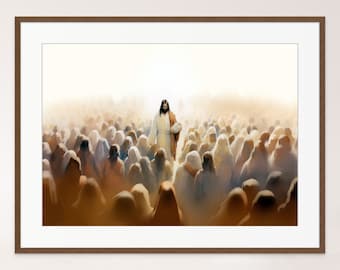 Jesus Feeds 5000 Print | Miracle Scene Christian Wall Art (Digital Download)