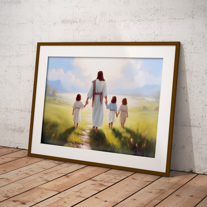 Jesus Walking With Children Art Print – Christian Scripture (digital ...