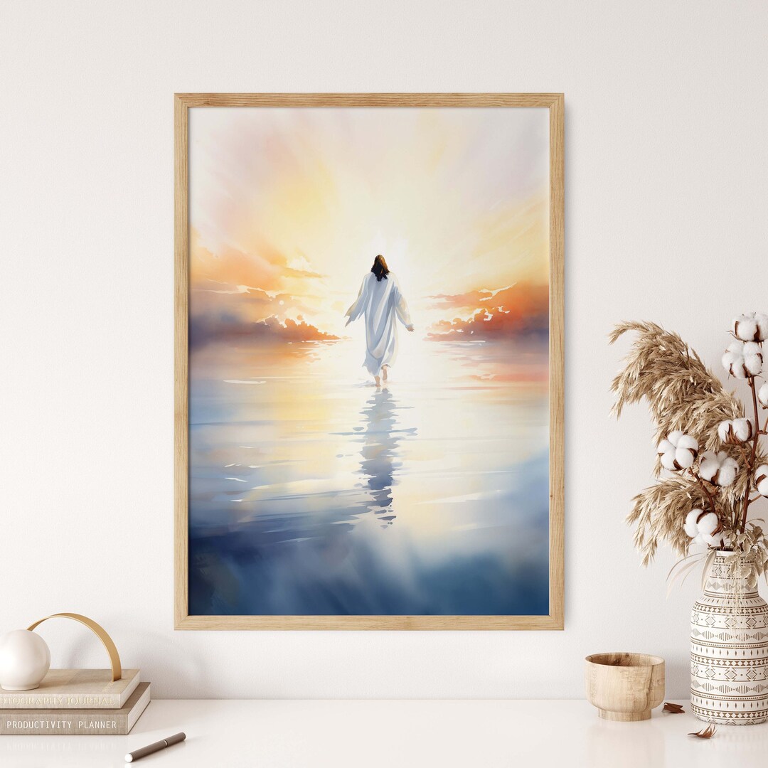 Walking on Water | Jesus Christ Painting | Modern Bible Wall Art ...