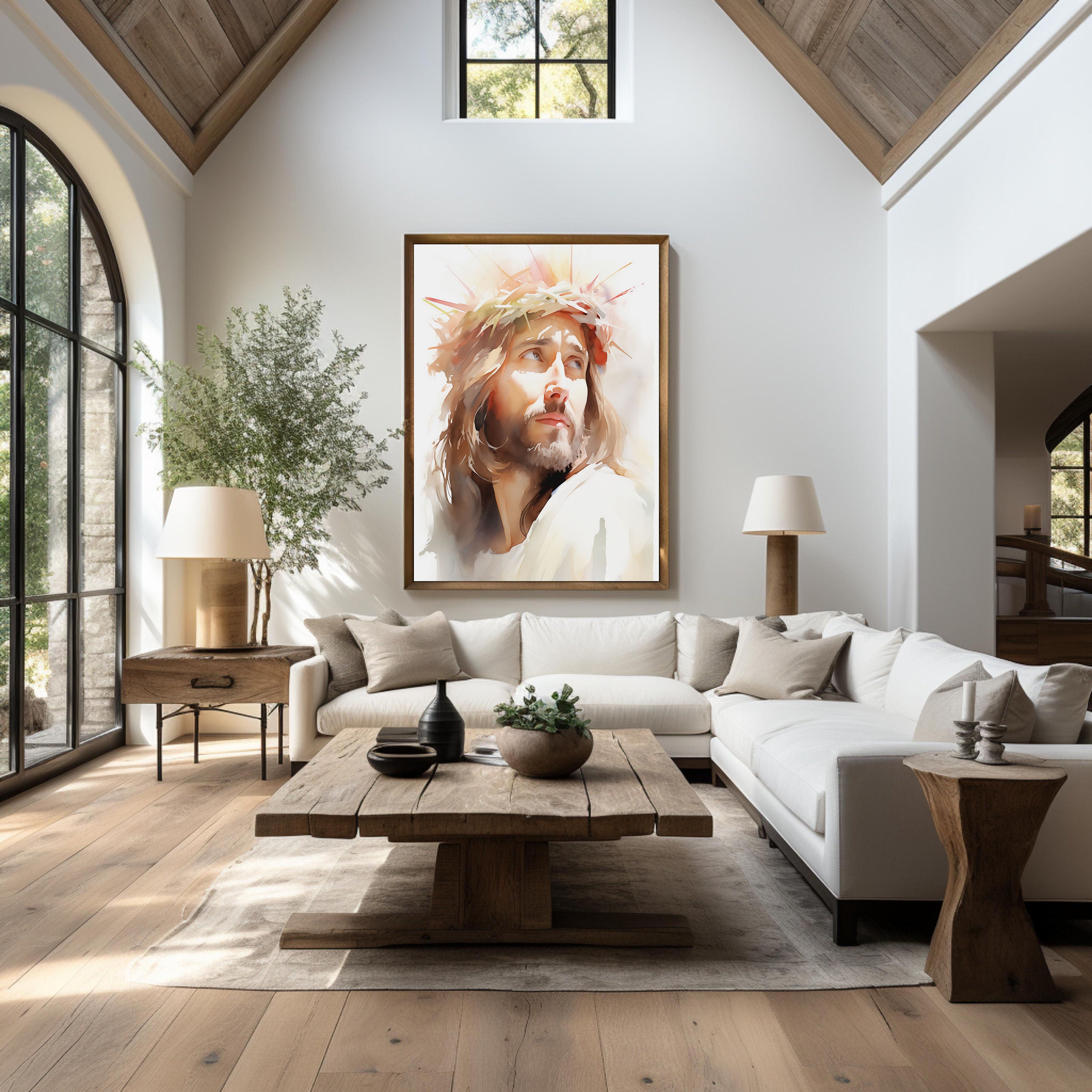 Crown of Thorns | Jesus Christ Portrait Wall Art | Christian Watercolor ...