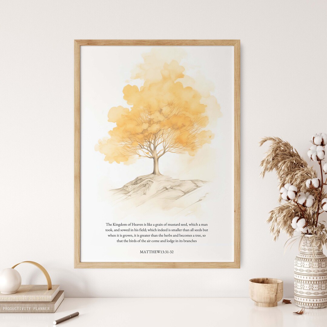 Mustard Seed Parable Watercolor Print | Christian Wall Art (digital ...