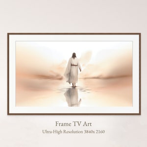 Jesus Walking on Water Frame TV Art | Religious Watercolor (Digital Download)