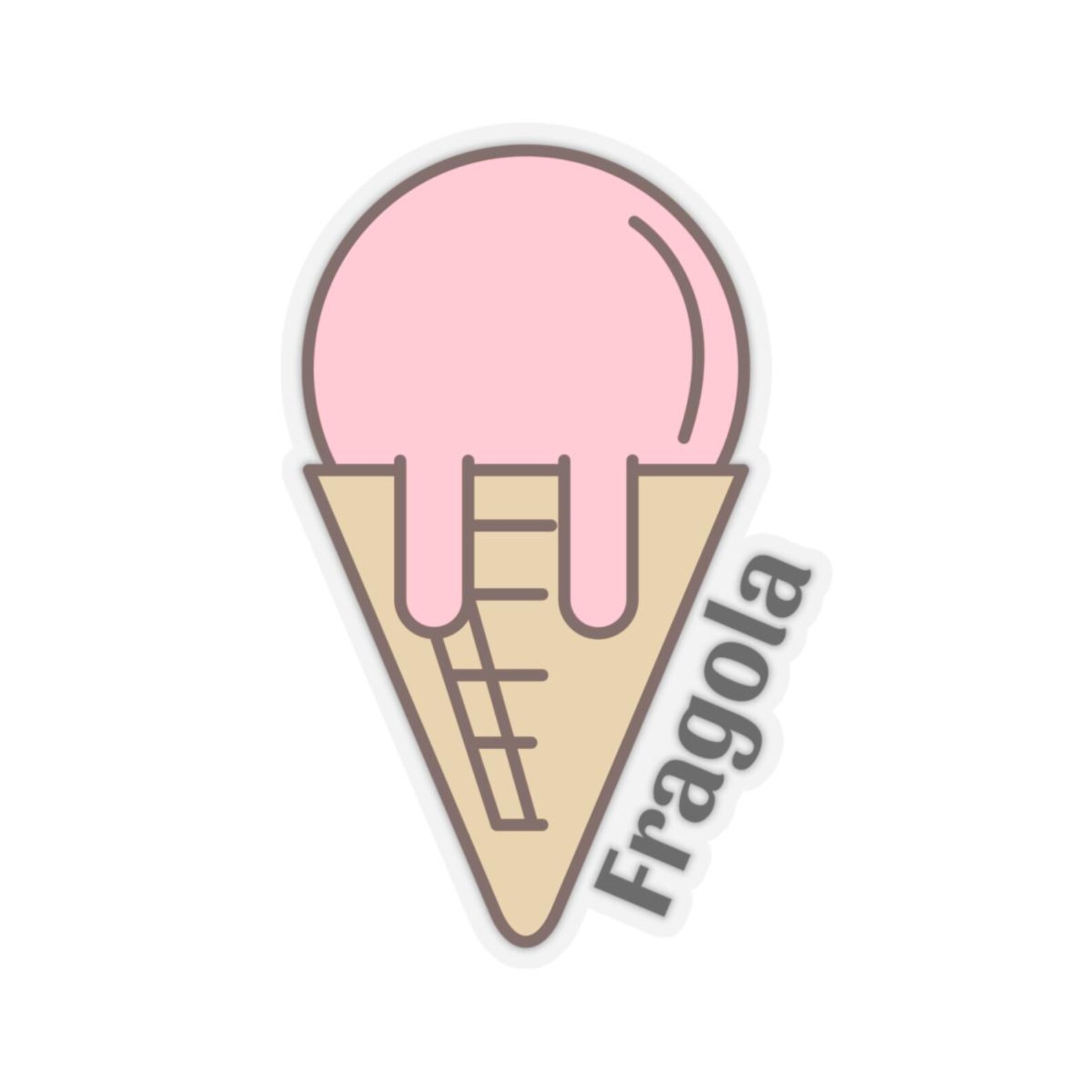 Fragola, Strawberry Gelato Sticker, Ice Cream Cone, Foodie Gift, Gelato ...