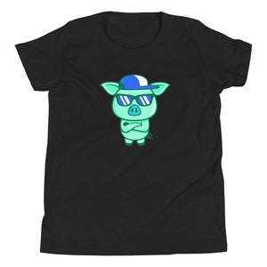 Youth Cool Pig t-shirt Kids Cool Pig Character Animal Sunglasses Shirt Design Funny Graphic T for Kids