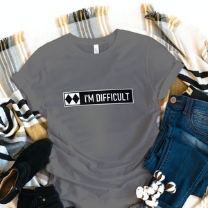 I&#39;m Difficult t-shirt Double Black Diamond Ski Shirt Funny Snowboarding tshirt Design for Him and Her Ski Trail Sign Graphic T Bella Canvas