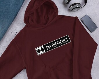 Ich bin schwierig Lustiger Hoodie Double Black Diamond Skiing Sweatshirt für Sie oder Ihn Grafik Hoodie Design
