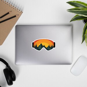 Mountainview Goggles sticker Skiing Mountain View Water Bottle Decal Snowboarding Goggles Design Graphic T Shirt with Mountains
