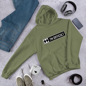I'm Difficult Funny Hoodie Double Black Diamond Skiing Sweatshirt for Him or Her Graphic Hoodie Design