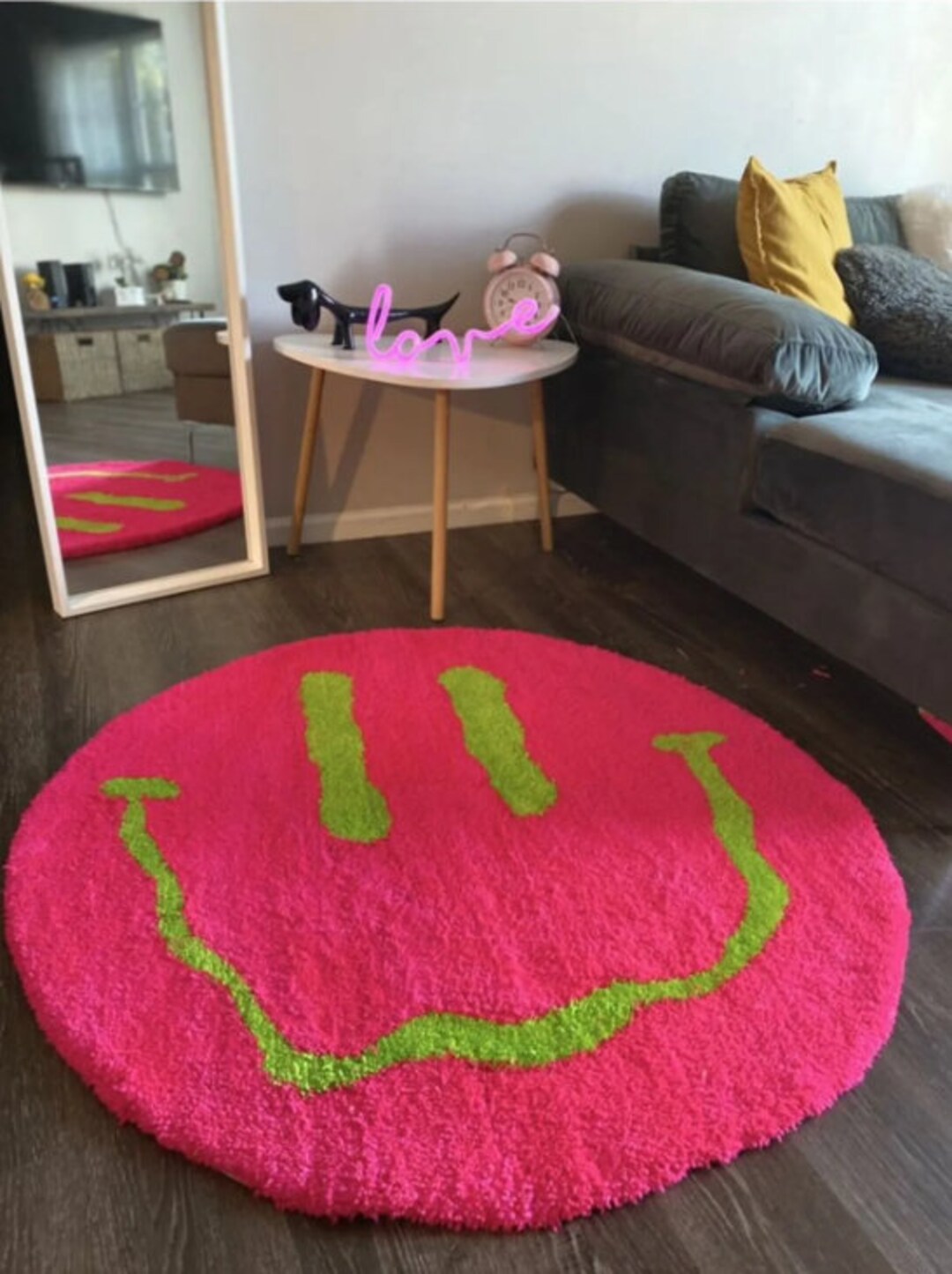 Tufting Rug Smiling Face Smile Patterned Handmade Special Design Multi ...