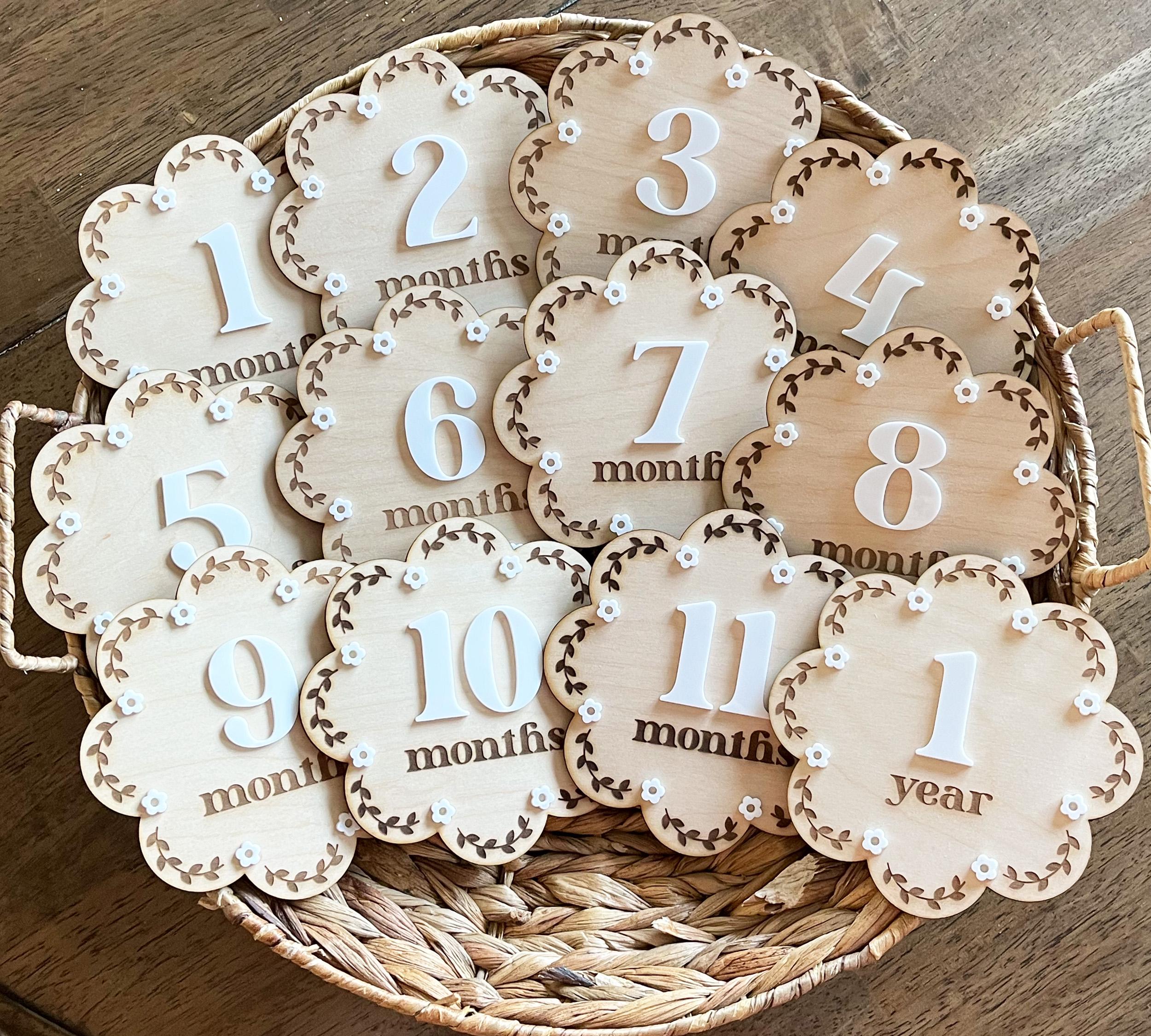 Baby Monthly Milestones Photo Prop - Floral Monthly Milestone Marker - Etsy