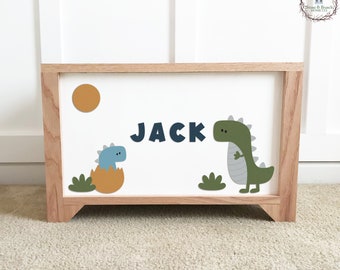 Dinosaur Toy Box - Personalized Wood Toy Box - Handcrafted Wood Toy Chest - Toy Storage Box for Kids