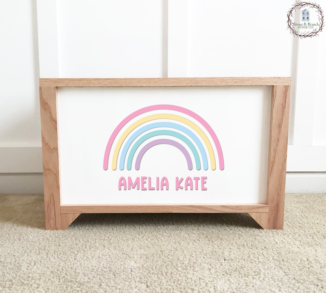 Rainbow Toy Box Personalized Wood Toy Box Handcrafted Wood Etsy