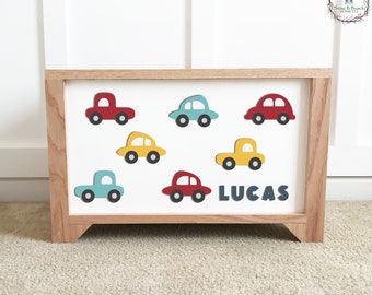 Cars & Trucks Toy Box - Personalized Wood Toy Box - Handcrafted Wood Toy Chest - Toy Storage Box for Kids