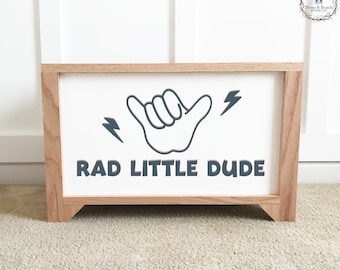 Rad Little Dude - Personalized Wood Toy Box - Handcrafted Wood Toy Chest - Toy Storage Box for Kids